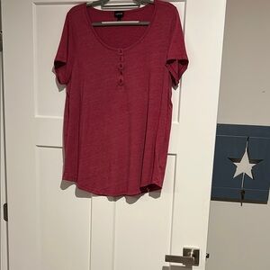 Torrid Red Relaxed Buttoned T-Shirt